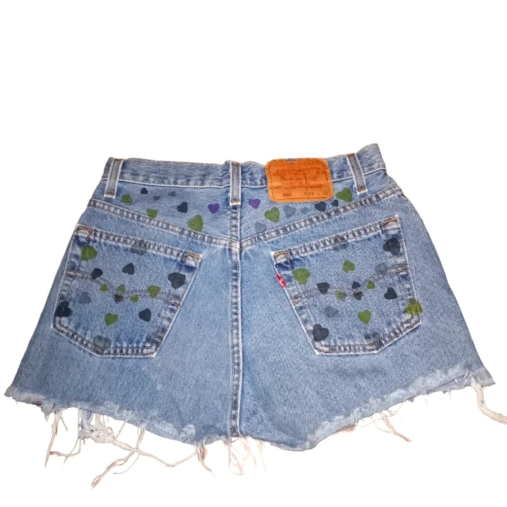 Levi's upcycled raw hem distressed jean shorts